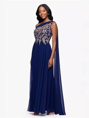 chiffon navy blue dress Crisscross Pleated Halter Floor Length Bridesmaid Gown Perfectly placed bows give 7 Belle ideas | Color:Platinum Gold 50orunder